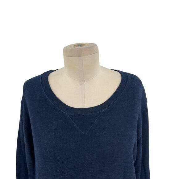 Monrow Supersoft Crew Neck Sweatshirt Long Sleeve Navy Blue Size Large - Picture 3 of 10